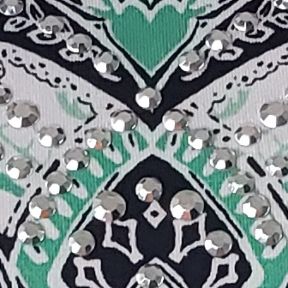 Valerie Stevens embellished top rhinestone stretch short sleeve asymmetr… - Picture 10 of 10